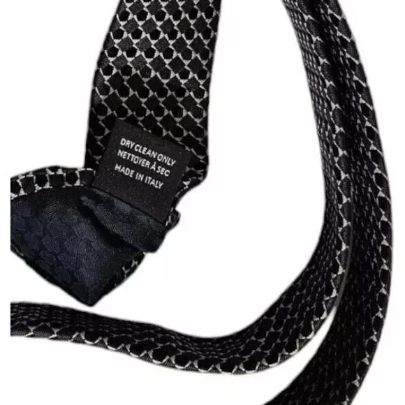 Z ZEGNA Men's Silk Blend Necktie LUXURY Tie Gray Geometric W:2" EUC